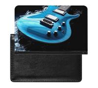 Passport Holder Travel Accessories Blue Music Waterproof Passport Travel Wallet with Card Slots for Women Men, Blue Guitar, One Size