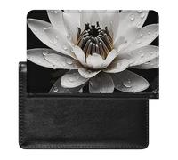Passport Holder Travel Accessories Blue Music Waterproof Passport Travel Wallet with Card Slots for Women Men, Black and White Water Lily, One Size