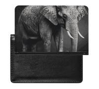 Passport Holder Travel Accessories Blue Peacock Waterproof Passport Travel Wallet with Card Slots for Women Men, Black and white elephant image, One Size