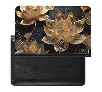 Passport Holder Travel Accessories Burning Soccer Ball Waterproof Passport Travel Wallet with Card Slots for Women Men, Boho Gold Flowers, One Size