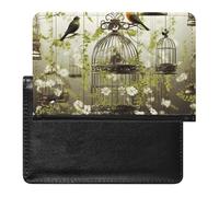 Passport Holder Travel Accessories Butterflies Narcissus Flowers Waterproof Passport Travel Wallet with Card Slots for Women Men, Birdcages and birds, One Size
