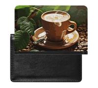 Passport Holder Travel Accessories Collie Dog And Horse Together Waterproof Passport Travel Wallet with Card Slots for Women Men, Coffee and Green Leaves, One Size