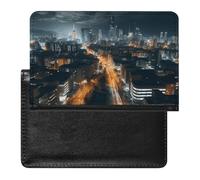 Passport Holder Travel Accessories Colored Umbrellas Waterproof Passport Travel Wallet with Card Slots for Women Men, City night view, One Size