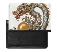 Passport Holder Travel Accessories Colorful Bicycle Waterproof Passport Travel Wallet with Card Slots for Women Men, Chinese dragon with pearl, One Size