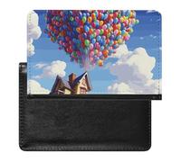 Passport Holder Travel Accessories Colorful Mexican Stripes Waterproof Passport Travel Wallet with Card Slots for Women Men, Colorful Balloon and house, One Size
