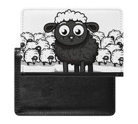 Passport Holder Travel Accessories Cute Cat Sing Christmas Carols Waterproof Passport Travel Wallet with Card Slots for Women Men, Cartoon Black White Sheep, One Size