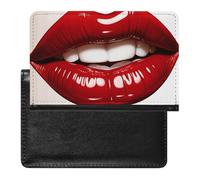 Passport Holder Travel Accessories Diving Hippo Waterproof Passport Travel Wallet with Card Slots for Women Men, Cute Graphic Red Lips, One Size