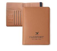 Passport Holder Travel Accessories Faux RFID Blocking PU Leather Upgrade Version Passport Covers Passport Wallet, Brown, 5.82*4.37, Rfid Blocking Protector Layer; the Material is Water-proof;