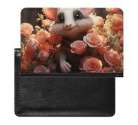 Passport Holder Travel Accessories German Shepherd Dog Lovers Waterproof Passport Travel Wallet with Card Slots for Women Men, Cartoon Opossum and Roses, One Size