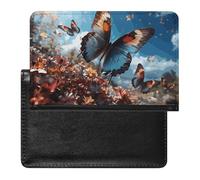 Passport Holder Travel Accessories Giant Mushroom Waterproof Passport Travel Wallet with Card Slots for Women Men, Colorful butterflies flying in the, One Size