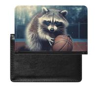 Passport Holder Travel Accessories Golden Retriever Running Waterproof Passport Travel Wallet with Card Slots for Women Men, Funny Raccoon Basketball, One Size
