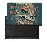 Passport Holder Travel Accessories Golden Spiral Bubbles Waterproof Passport Travel Wallet with Card Slots for Women Men, Asian Dragon Skull, One Size