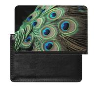 Passport Holder Travel Accessories Hi Bear Sit on The Lawn Waterproof Passport Travel Wallet with Card Slots for Women Men, Green Peacock Feather, One Size