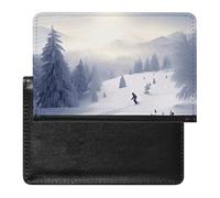 Passport Holder Travel Accessories Mid Century Modern Waterproof Passport Travel Wallet with Card Slots for Women Men, Winter skiing, One Size