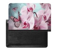 Passport Holder Travel Accessories Pink And White Flowers Waterproof Passport Travel Wallet with Card Slots for Women Men, Orchid Flower Butterfly, One Size