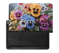 Passport Holder Travel Accessories Pirate Sailboat Full Moon_78728436 Waterproof Passport Travel Wallet with Card Slots for Women Men, Pansy Flowers, One Size