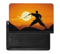 Passport Holder Travel Accessories Sunshine Sunflower Field Waterproof Passport Travel Wallet with Card Slots for Women Men, Sun Karate Silhouette, One Size