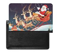 Passport Holder Travel Accessories Sweet Animals Cute Cat Waterproof Passport Travel Wallet with Card Slots for Women Men, Santa Claus Reindeer Sled, One Size
