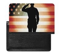 Passport Holder Travel Accessories Turtles Emerging from Oranges Waterproof Passport Travel Wallet with Card Slots for Women Men, Soldier Saluting America Flag, One Size