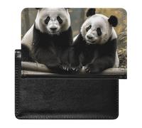 Passport Holder Travel Accessories Two Giraffes Waterproof Passport Travel Wallet with Card Slots for Women Men, Two Big Pandas, One Size
