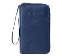 Passport Holder Travel Wallet Leather, Multifunctional RFID Blocker Passport Wallet, Passport and Card Holder with Zipper Card Slots, Protective Passport Covers Wallet Pouch for Men & Women Couples