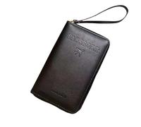 Passport Holder, Travel Wallet, Multi-Functional RFID Passport Wallet, Passport Holder for Travel Holiday Essentials, with Zipper and Leather Luggage Tags for Travel Women and Men Accessories (Black)
