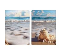 Passport Holder Travel Wallet Passport Cover Animal Red Panda Printed Leather Passport Holder Covers Case for Travel, Documents, Travel Gifts, Beach With Shells, 20.3x13.8cm