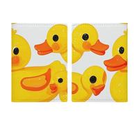 Passport Holder Travel Wallet Passport Cover Beautiful Red Flowers Printed Leather Passport Holder Covers Case for Travel, Documents, Travel Gifts, Rubber Duckling Pattern, 20.3x13.8cm