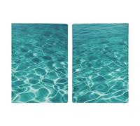 Passport Holder Travel Wallet Passport Cover Beautiful Tropical Sunrise on The Beach Printed Leather Passport Holder Covers Case for Travel, Documents, Travel Gifts, Blue Aqua Pool Water, 20.3x13.8cm