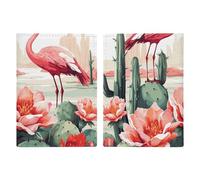 Passport Holder Travel Wallet Passport Cover Blue Sunset Printed Leather Passport Holder Covers Case for Travel, Documents, Travel Gifts, Green Flamingo Rose Flowers, 20.3x13.8cm