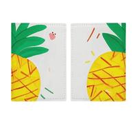 Passport Holder Travel Wallet Passport Cover Cute Frog Pattern Printed Leather Passport Holder Covers Case for Travel, Documents, Travel Gifts, Cute Pineapple, 20.3x13.8cm