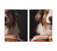 Passport Holder Travel Wallet Passport Cover Cute Polar Bear Printed Leather Passport Holder Covers Case for Travel, Documents, Travel Gifts, Dog holding a hot dog, 20.3x13.8cm