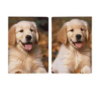 Passport Holder Travel Wallet Passport Cover Daisy Flower Printed Leather Passport Holder Covers Case for Travel, Documents, Travel Gifts, Golden Retriever dogs puppies pets, 20.3x13.8cm