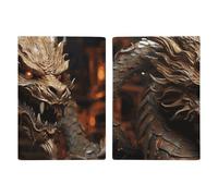 Passport Holder Travel Wallet Passport Cover Dreamy Horse Printed Leather Passport Holder Covers Case for Travel, Documents, Travel Gifts, Golden dragon on red background, 20.3x13.8cm