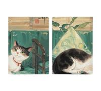 Passport Holder Travel Wallet Passport Cover Music Note Printed Leather Passport Holder Covers Case for Travel, Documents, Travel Gifts, National Style Cat, 20.3x13.8cm