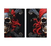 Passport Holder Travel Wallet Passport Cover Otter Printed Leather Passport Holder Covers Case for Travel, Documents, Travel Gifts, Pirate Skull, 20.3x13.8cm