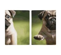 Passport Holder Travel Wallet Passport Cover Plum Blossom Printed Leather Passport Holder Covers Case for Travel, Documents, Travel Gifts, Pug puppies, 20.3x13.8cm