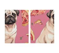 Passport Holder Travel Wallet Passport Cover Pug Pizza Pink Printed Leather Passport Holder Covers Case for Travel, Documents, Travel Gifts, Pug Pizza Pink, 20.3x13.8cm