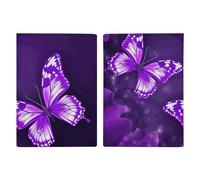 Passport Holder Travel Wallet Passport Cover Purple Blue Green Camouflage Zebra Stripes Printed Leather Passport Holder Covers Case for Travel, Documents, Travel Gifts, Purple Butterflies, 20.3x13.8cm
