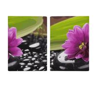 Passport Holder Travel Wallet Passport Cover Purple Flower with Black Stone Printed Leather Passport Holder Covers Case for Travel, Documents, Travel Gifts, Purple Flower with Black Stone, 20.3x13.8cm