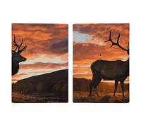 Passport Holder Travel Wallet Passport Cover Red Deer Bull Elk Sunset Printed Leather Passport Holder Covers Case for Travel, Documents, Travel Gifts, Red Deer Bull Elk Sunset, 20.3x13.8cm