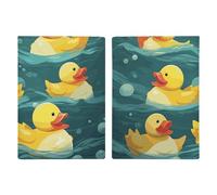 Passport Holder Travel Wallet Passport Cover Retro Bookshelf Printed Leather Passport Holder Covers Case for Travel, Documents, Travel Gifts, Rubber ducks, 20.3x13.8cm