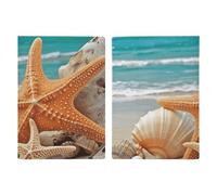 Passport Holder Travel Wallet Passport Cover Science Party Printed Leather Passport Holder Covers Case for Travel, Documents, Travel Gifts, Starfish Seashell Beach, 20.3x13.8cm