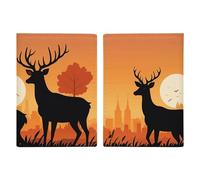 Passport Holder Travel Wallet Passport Cover Shark Pattern Set Printed Leather Passport Holder Covers Case for Travel, Documents, Travel Gifts, Silhouette illustration of deer and doe, 20.3x13.8cm