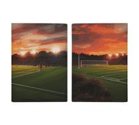 Passport Holder Travel Wallet Passport Cover Shells And Sand Printed Leather Passport Holder Covers Case for Travel, Documents, Travel Gifts, sunset beautiful soccer field, 20.3x13.8cm