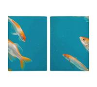 Passport Holder Travel Wallet Passport Cover Soccer Flames Printed Leather Passport Holder Covers Case for Travel, Documents, Travel Gifts, Transparent fish swimming, 20.3x13.8cm