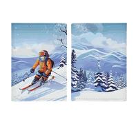 Passport Holder Travel Wallet Passport Cover Switzerland Alps Printed Leather Passport Holder Covers Case for Travel, Documents, Travel Gifts, Winter skiing, 20.3x13.8cm