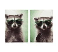 Passport Holder Travel Wallet Passport Cover Texas Bluebonnets Scenery Printed Leather Passport Holder Covers Case for Travel, Documents, Travel Gifts, Funny Raccoon Green Sunglasses, 20.3x13.8cm