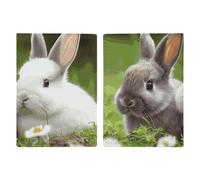 Passport Holder Travel Wallet Passport Cover The Solar Family Printed Leather Passport Holder Covers Case for Travel, Documents, Travel Gifts, Two Little Cute Rabbits, 20.3x13.8cm