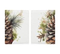 Passport Holder Travel Wallet Passport Cover Violin And Cello Printed Leather Passport Holder Covers Case for Travel, Documents, Travel Gifts, Watercolor Pine Cone, 20.3x13.8cm